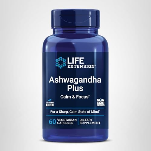 Life Extension Ashwagandha Plus Calm & Focus, ashwagandha Extract, Spearmint Extract, Focus, Attention, Relaxation, Advanced Formula, 60 Vegetarian Capsules Life Extension buy australia supplements