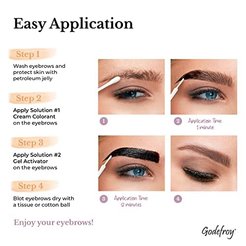 Godefroy Temporary Brow Color, Medium Brown, 3 Applications, Fast-Acting Godefroy