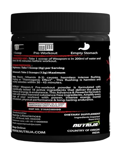NutriJa Weapon-X Pre-Workout Powder with 21 Active Ingredients - 3 Best forms of Creatine NutriJa buy australia supplements
