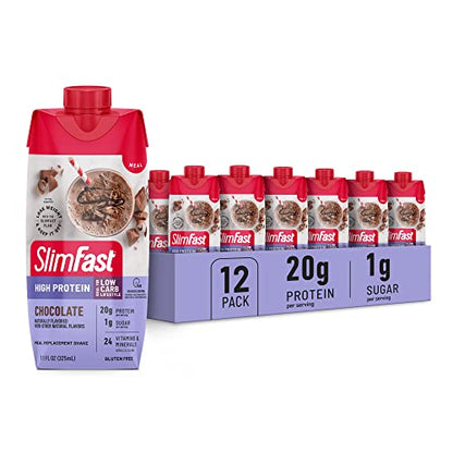 SlimFast Protein Shake, Chocolate- 20g Protein, Meal Replacement Shake