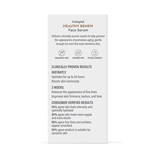Cetaphil Healthy Renew Anti Aging Face Serum 1 Oz, Retinol Alternative Serum for Face with Niacinamide & Peptides Cetaphil