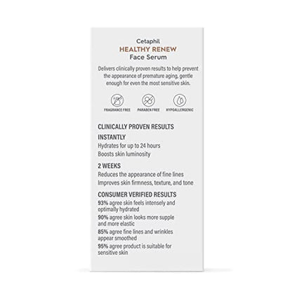 Cetaphil Healthy Renew Anti Aging Face Serum 1 Oz, Retinol Alternative Serum for Face with Niacinamide & Peptides Cetaphil
