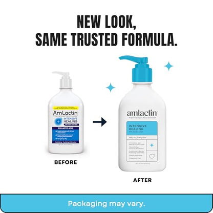AmLactin Intensive Healing Body Lotion - Therapeutic Lotion for Extremely Dry Skin - No-Scrub Exfoliator and Moisturizer AmLactin