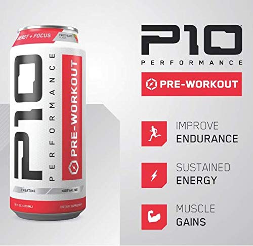 P10 Performance Sugar-Free Pre Workout Drink - 12-Pack, Fruit Blast, 12oz Cans - Energy P10 Performance buy australia supplements