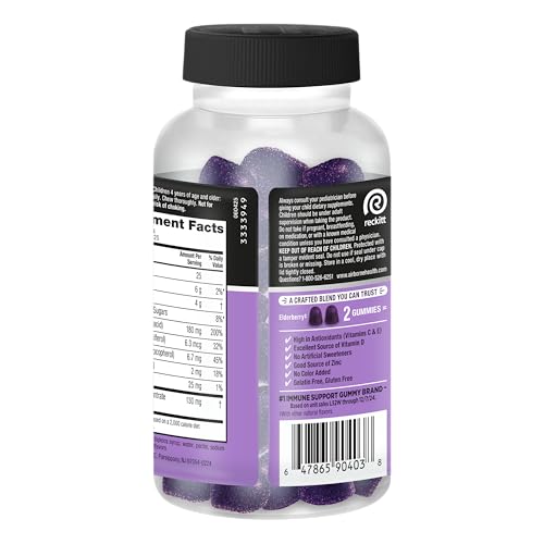 Airborne Elderberry + Zinc & Vitamin C Gummies For Adults, Immune Support Vitamin D & Zinc Gummies With Powerful Antioxidant Vitamins C D & E Airborne