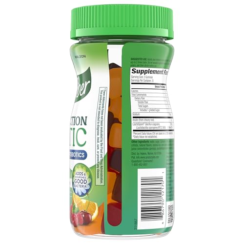 Benefiber Prebiotic  Friendly Fiber Supplement Gummies with Probiotics for Digestive Health, Assorted Fruit Flavors - 50 Count Benefiber