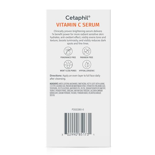 Cetaphil Vitamin C Serum, Visibly Reduces Look of Dark Spots and Hyperpigmentation, Formulated with Niacinamide Cetaphil