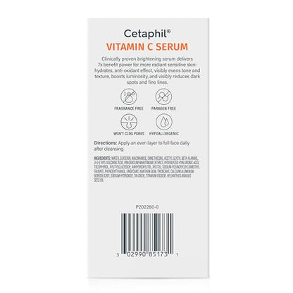 Cetaphil Vitamin C Serum, Visibly Reduces Look of Dark Spots and Hyperpigmentation, Formulated with Niacinamide Cetaphil