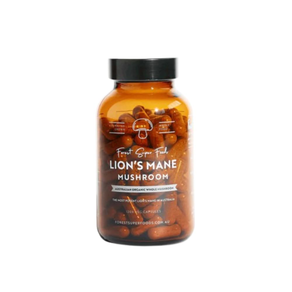 Forest Super Foods Lions Mane Supplement Capsules (120 Capsules) Organic Lions Mane Mushroom | Memory Lift Brain Supplement for Focus and Productivity. Lion Mane, Grown & Made in Australia Forest Super Foods