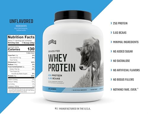 Levels Grass Fed 100% Whey Protein, No Hormones, Unflavored, 5LB Levels Nutrition buy australia supplements