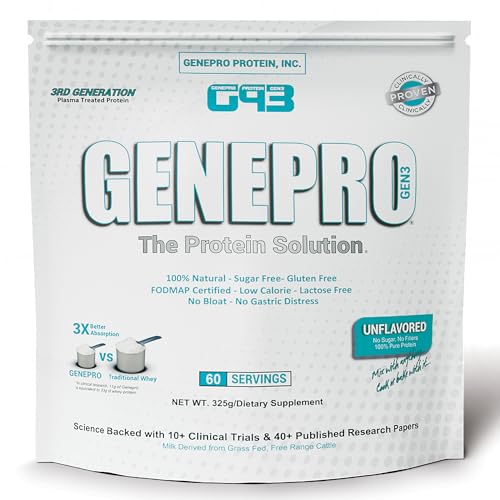 Genepro Unflavored Protein Powder - New Formula - Lactose-Free, Gluten-Free Genepro Gen. 3 The Protein Solution buy australia supplements
