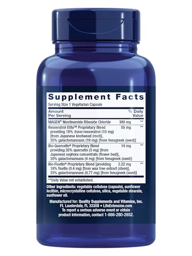 Life Extension NAD+ Cell Regenerator™ and Resveratrol Elite™*, nicotinamide riboside, Trans-resveratrol, quercetin, Fisetin, Heart Health, Healthy Aging, Vegetarian, Non-GMO, Gluten Free, 30 Capsules Life Extension buy australia supplements