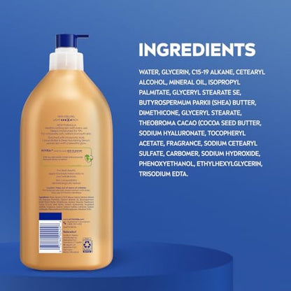NIVEA Cocoa Butter Body Lotion for Dry Skin with Hyaluronic Acid, 33.8 Oz NIVEA