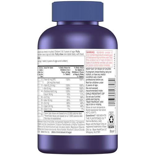 Flintstones Vitamins Chewable Kids Vitamins, Complete Multivitamin for Kids and Toddlers with Iron, Calcium, Vitamin C Flintstones Vitamins