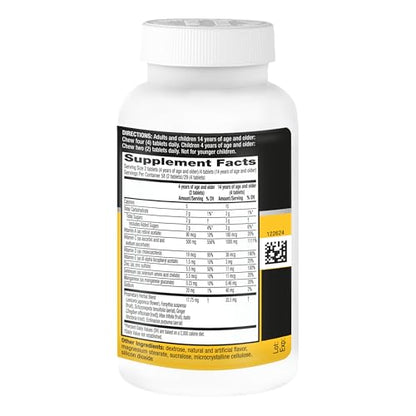 Airborne Vitamin C 1000mg (per Serving) - Citrus Chewable Tablets (116 Count in a Bottle), Gluten-Free Immune Support Supplement, with Vitamins A C E, Zinc, Selenium Airborne