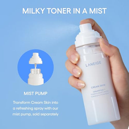 LANEIGE Cream Skin Toner & Moisturizer Mini: Lightweight Refillable Korean Milky Toner with Ceramide LANEIGE