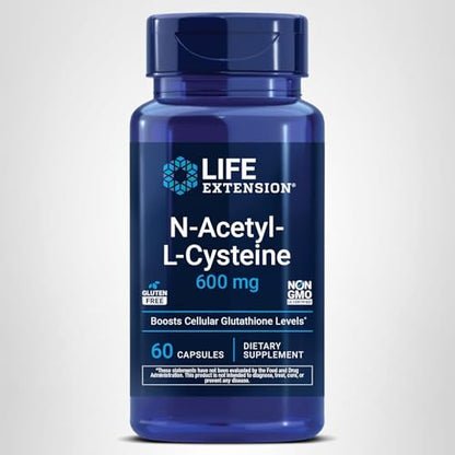 Life Extension N-Acetyl-L-Cysteine (NAC), Immune, Respiratory, Liver Health, NAC 600 mg, Potent antioxidant Support Life Extension