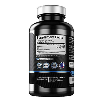 High Potency Zinc Picolinate 50MG- Vegan Zinc Supplement, Supports