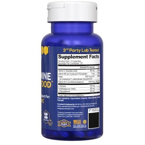 NATURAL STACKS Dopamine Brain Food - 650mg L-Tyrosine Supplement - Dopamine Supplement for Focus & Mental Drive - Supports Mental Energy - Neurotransmitter Support with B Vitamins - 60 Capsules NATURAL STACKS buy australia supplements