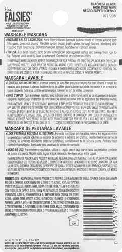 Maybelline Volum' Express Falsies Volumizing, Washable Mascara, Blackest Black, 1 Count MAYBELLINE