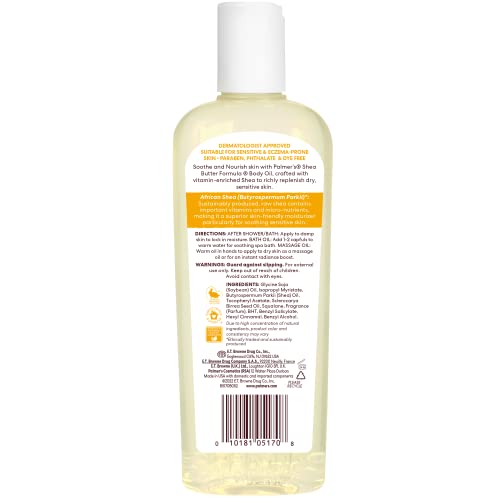 Palmer's Shea Formula Raw Shea Body Oil with Vitamin E, Deep Body Moisturizer to Soothe Palmer's