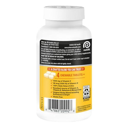 Airborne Vitamin C 1000mg (per Serving) - Citrus Chewable Tablets (116 Count in a Bottle), Gluten-Free Immune Support Supplement, with Vitamins A C E, Zinc, Selenium Airborne