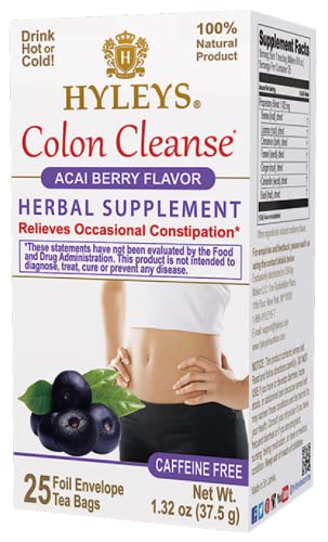 Hyleys Colon Cleanse Tea Acai Berry Flavor - 25 Tea Bags (12 Pack - 300 Tea Bags Total) HYLEYS buy australia supplements