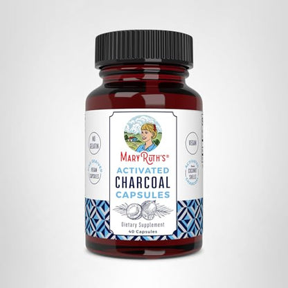 MARYRUTH'S Organics Activated Charcoal Capsules | Substance Adsorption | Derived from Coconut Shells | Vegan Capsules from Pine Trees MARYRUTH'S