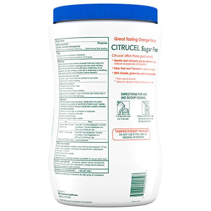 CITRUCEL Sugar Free Fiber Powder for Occasional Constipation Relief, Methylcellulose Fiber Powder, Orange Flavor - 32 Ounces CITRUCEL