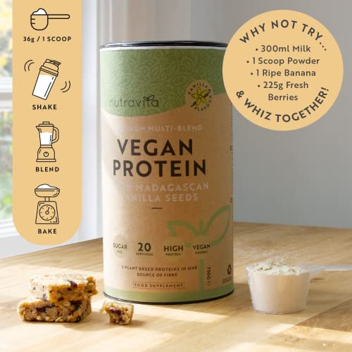 Vegan Protein Powder - Vanilla Flavour - Plant-Based High Protein Powder - 25g Protein per 36g Serving NutravitaBuy Supplements Australia