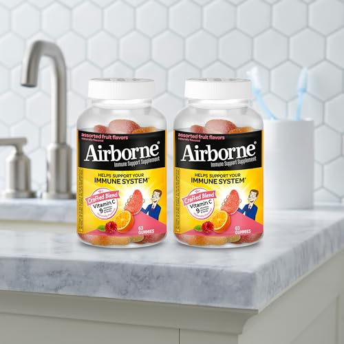 Airborne 750mg Vitamin C Gummies for Adults, Immune Support Gummies with Powerful Antioxidants VIT C & E, Caffeine Free Airborne