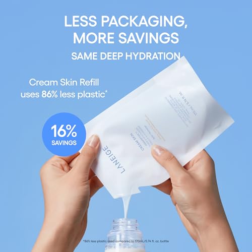 LANEIGE Cream Skin Toner & Moisturizer Mini: Lightweight Refillable Korean Milky Toner with Ceramide LANEIGE