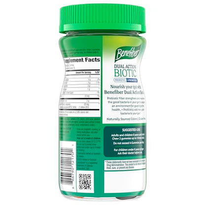 Benefiber Prebiotic  Friendly Fiber Supplement Gummies with Probiotics for Digestive Health, Assorted Fruit Flavors - 50 Count Benefiber