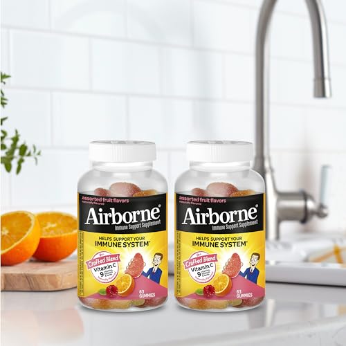 Airborne 750mg Vitamin C Gummies for Adults, Immune Support Gummies with Powerful Antioxidants VIT C & E, Caffeine Free Airborne