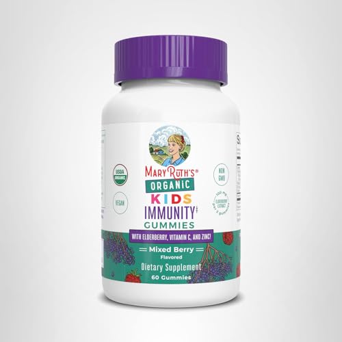 MaryRuth Organics Kids Immune Support Gummies | USDA Organic | Vitamin C, Zinc, and Elderberry Gummies for Kids| Immune Support for Ages 4+ | Vegan MARYRUTH'S