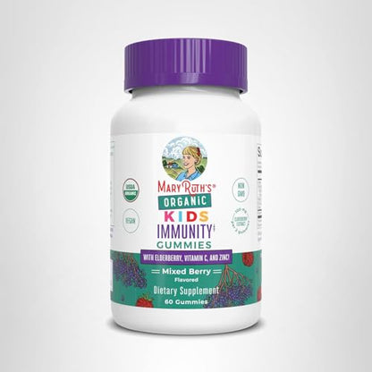 MaryRuth Organics Kids Immune Support Gummies | USDA Organic | Vitamin C, Zinc, and Elderberry Gummies for Kids| Immune Support for Ages 4+ | Vegan MARYRUTH'S