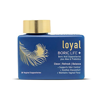 Loyal Boric Life Plus - Boric Acid Vaginal Suppositories with Aloe & FOS - Supports Odor 