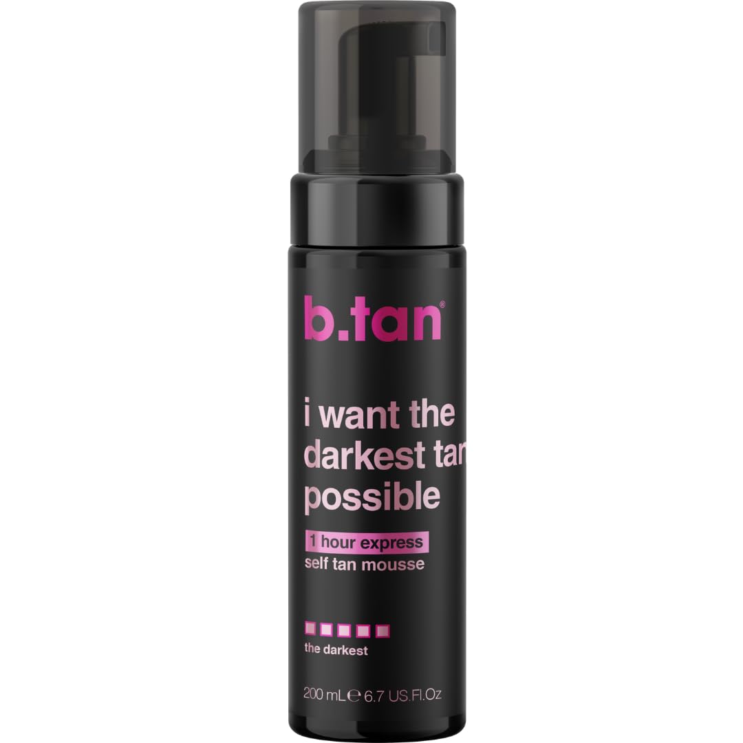 b.tan Ultra Dark Self Tanner Mousse | I Want The Darkest Tan Possible - Fast, 1 Hour Express Sunless Tanning Foam, Golden Bronzing Glow, Face & Body, No Fake Tan Smell, Vegan, Cruelty Free, 6.7 Fl Oz B.TAN