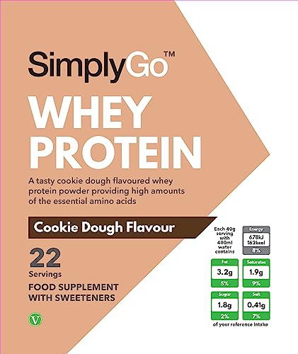 SimplyGo Whey Protein Powder | 900g | Simply Add 30g to Water, Juice or Shakes (Cookie Dough) Simply Supplements buy australia supplements