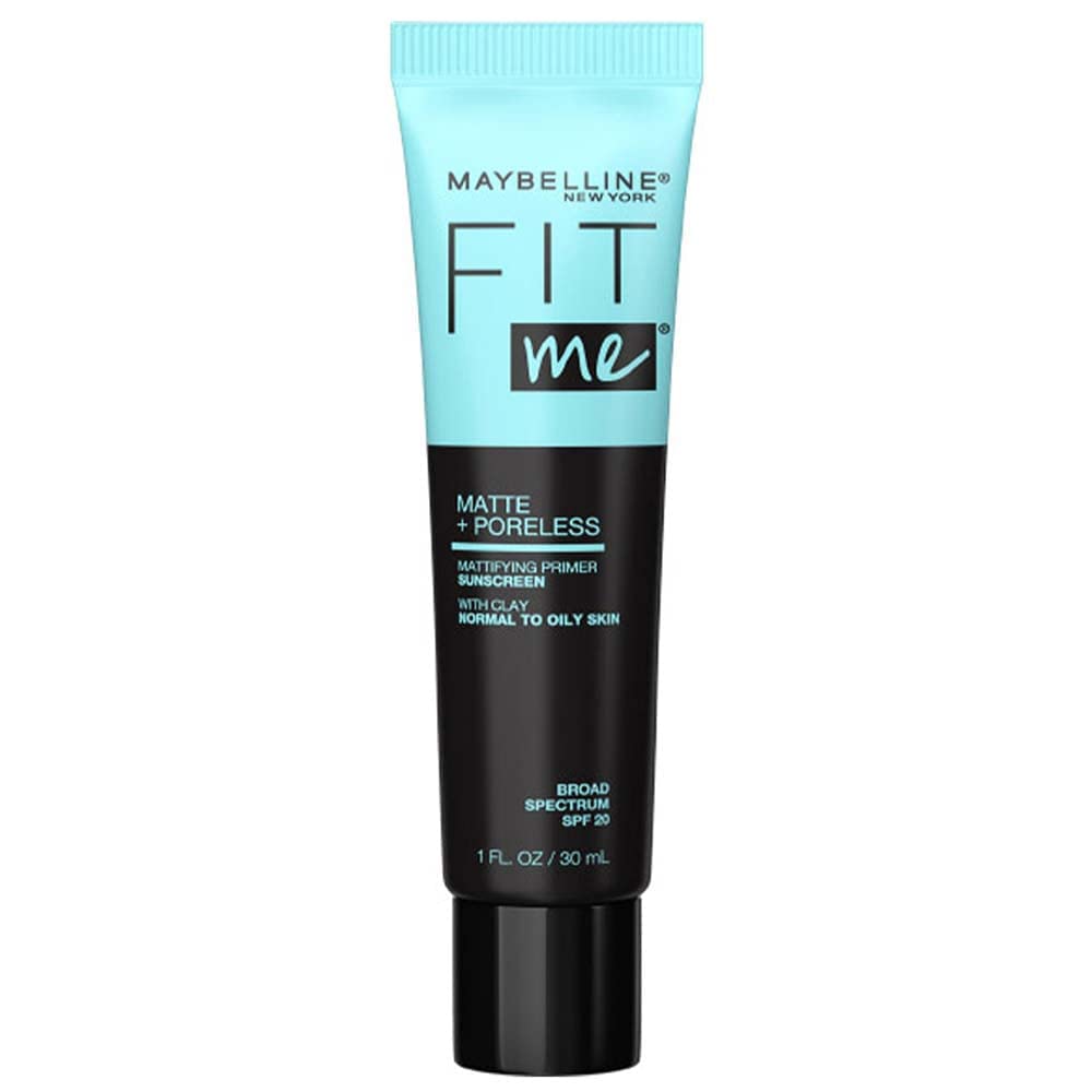 Maybelline Fit Me Matte + Poreless Mattifying Face Primer Makeup With Sunscreen, Broad Spectrum SPF 20, 16HR Wear, Shine Control, Clear, 1 Count MAYBELLINE