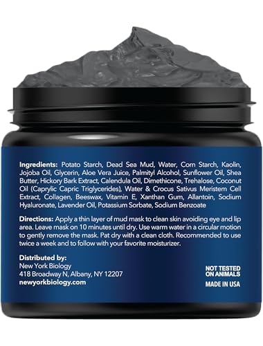 New York Biology Dead Sea Mud Mask for Face, Body | with Stem Cell and Collagen | Spa Quality Pore Refiner for Oily Skin NEW YORK BIOLOGY THE ULTIMATE COSMECEUTICALS