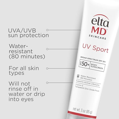 EltaMD UV Sport Sunscreen Lotion SPF 50 - Face and Body Sunscreen SPF 50, Water & Sweat Resistant EltaMD