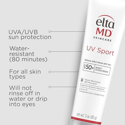 EltaMD UV Sport Sunscreen Lotion SPF 50 - Face and Body Sunscreen SPF 50, Water & Sweat Resistant EltaMD