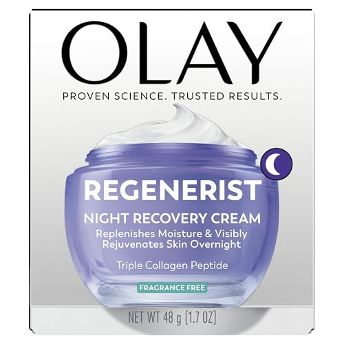 Olay Night Cream for Face, Anti-Aging Face Moisturizer for Women - Fragrance-Free Skin Care, Anti-Wrinkle, Exfoliate, Smooths Texture Olay