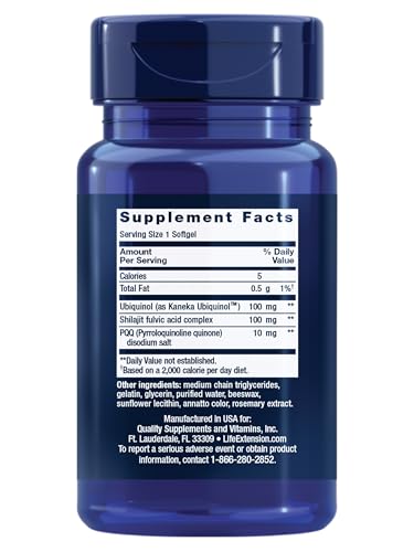 Life Extension Super Ubiquinol CoQ10 with PQQ, coenzyme Q10, pyrroloquinoline Quinone, Heart Health Supplement, Maximum Absorption Life Extension