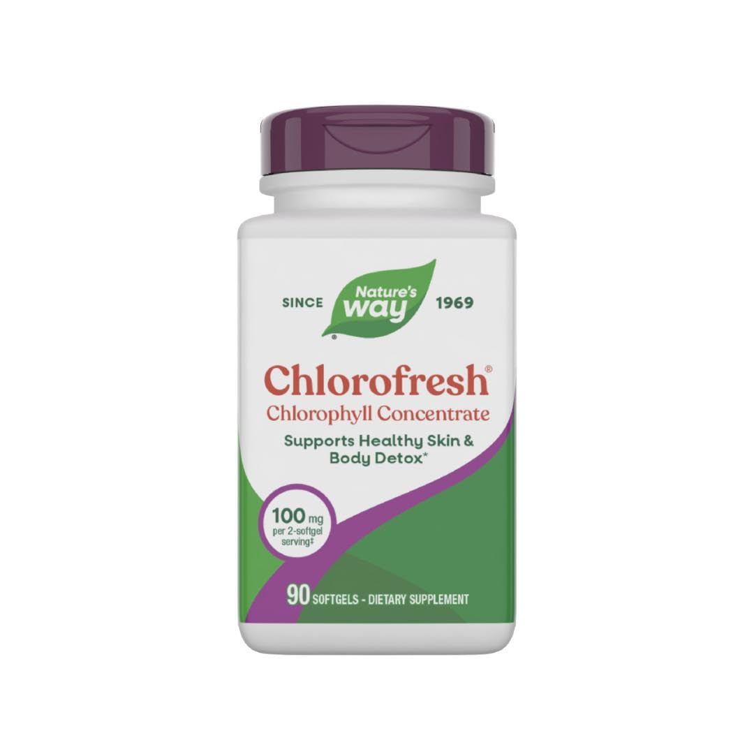 Nature’s Way Chlorofresh Chlorophyll Concentrate Softgels, Chlorophyllin Copper Complex, Internal Deodorant Supplement, Supports Healthy Skin and Detox Pathways Nature's Way