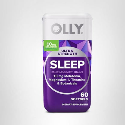 OLLY Ultra Strength Sleep Softgels, 10mg Melatonin, L-Theanine, Chamomile, Magnesium, Lemon Balm, Supports Deep Restful Sleep OLLY