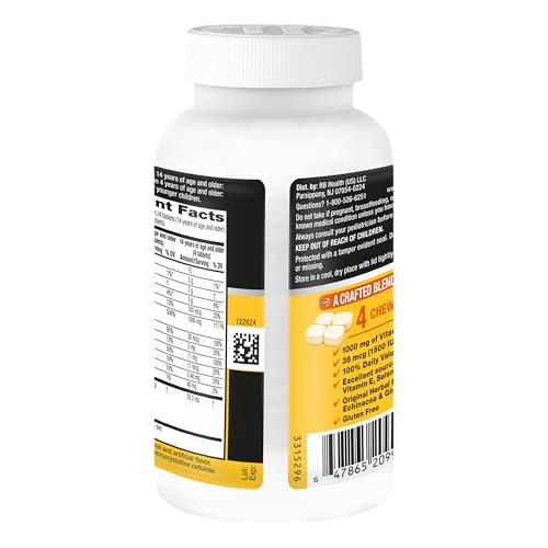 Airborne Vitamin C 1000mg (per Serving) - Citrus Chewable Tablets (116 Count in a Bottle), Gluten-Free Immune Support Supplement, with Vitamins A C E, Zinc, Selenium Airborne