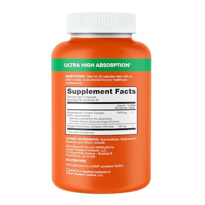 Qunol Turmeric and Ginger Capsules, 1000mg Turmeric Supplement, Ultra High Absorption to Support Joint Health, #1 Doctor Recommended Form Qunol