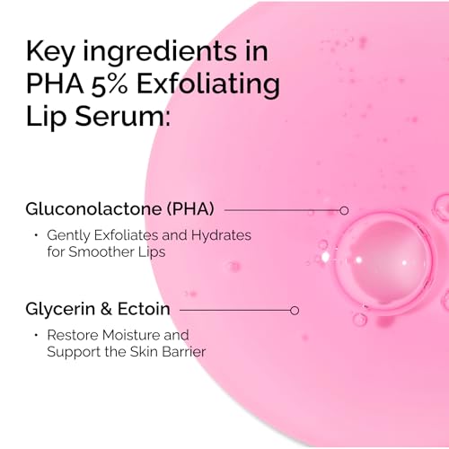 The Ordinary PHA 5% Exfoliating Lip Serum, Hydrating Overnight Lip Exfoliator Treatment, 0.5 Fl Oz The Ordinary